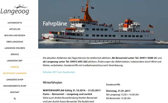  Fahrplan Langeoog