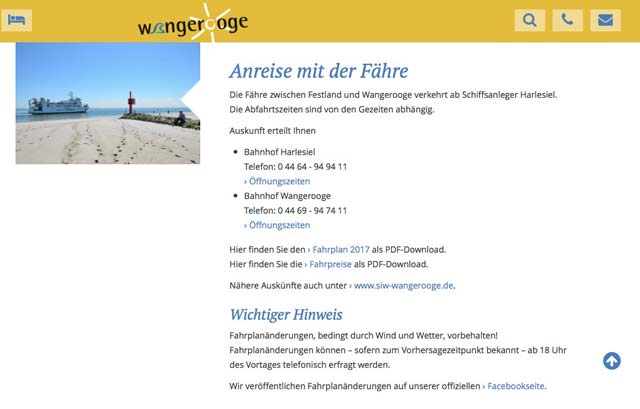 Fahrplan Wangerooge