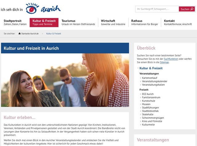 Stadt Aurich, Kultur und Freizeit Stadt Aurich, Kultur und Freizeit
