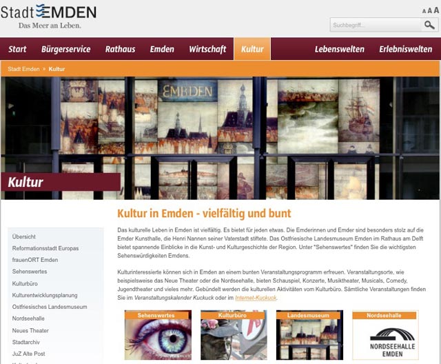 Stadt Emden, Kultur und Freizeit Stadt Emden, Kultur und Freizeit