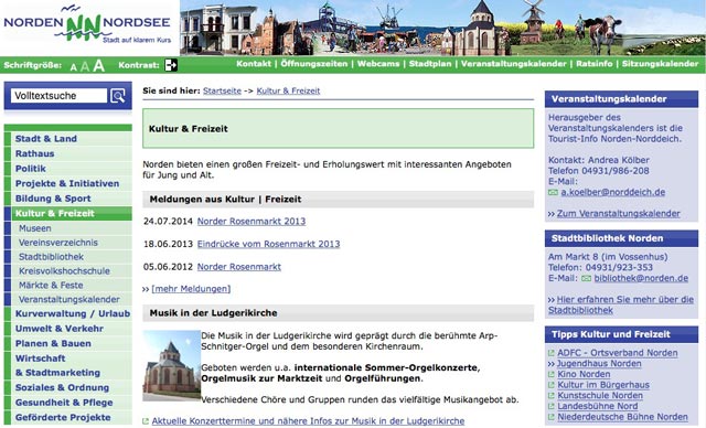 Stadt Norden und Norddeich, Kultur und Freizeit Stadt Norden und Norddeich, Kultur und Freizeit